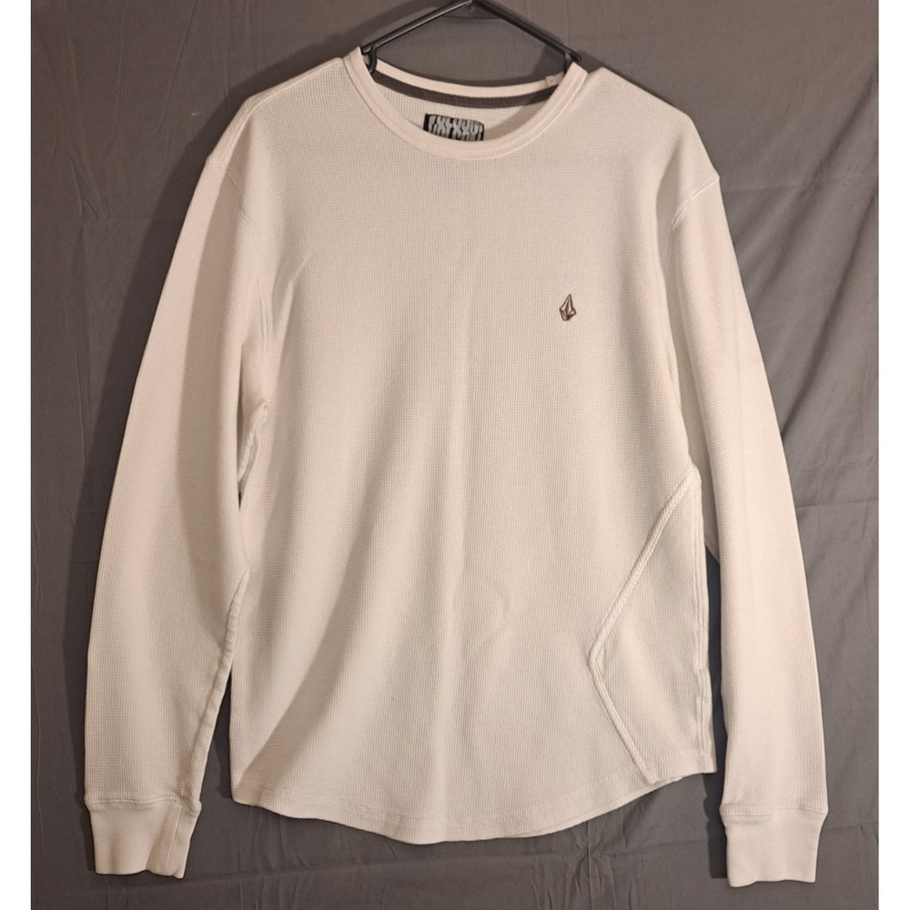 Volcom Stoned Waffle Long Sleeve Short Men's Size Large‎ White Comfy Warm